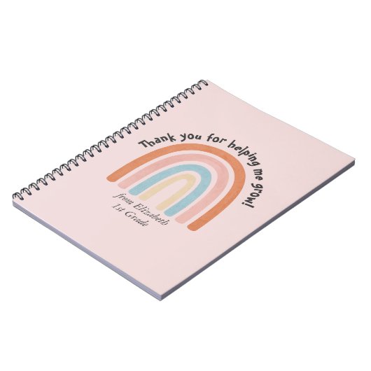 Moderner Regenbogenlehrer Danke Notizblock (Linke Seite)