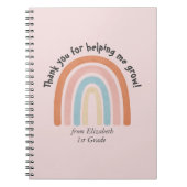 Moderner Regenbogenlehrer Danke Notizblock (Vorderseite)