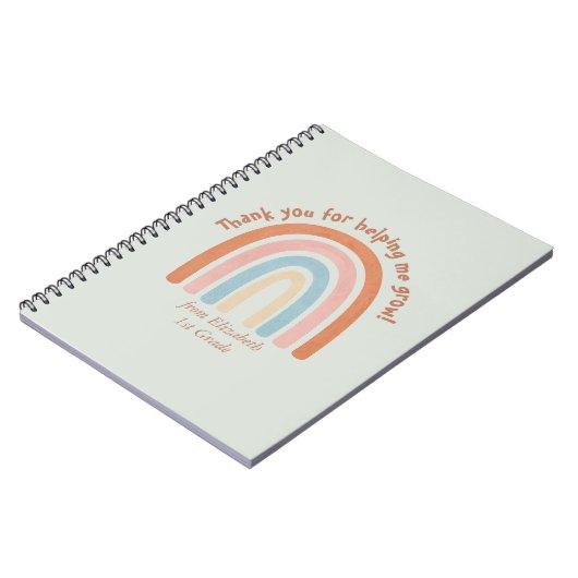 Moderner Regenbogenlehrer Danke Notizblock (Linke Seite)
