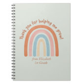 Moderner Regenbogenlehrer Danke Notizblock (Vorderseite)