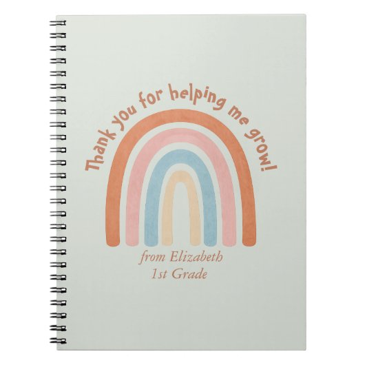 Moderner Regenbogenlehrer Danke Notizblock (Vorderseite)
