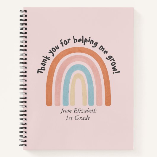 Moderner Regenbogenlehrer Danke Notizblock (Vorderseite)