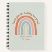 Moderner Regenbogenlehrer Danke Notizblock (Vorderseite)
