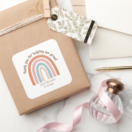 Moderner Regenbogenlehrer Danke Quadratischer Aufkleber (Schenken)