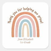 Moderner Regenbogenlehrer Danke Quadratischer Aufkleber (Vorderseite)