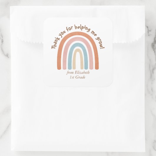 Moderner Regenbogenlehrer Danke Quadratischer Aufkleber (Tasche)