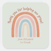 Moderner Regenbogenlehrer Danke Quadratischer Aufkleber (Vorderseite)