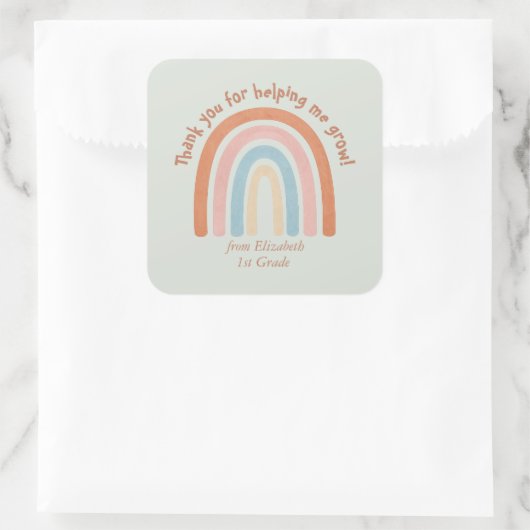 Moderner Regenbogenlehrer Danke Quadratischer Aufkleber (Tasche)