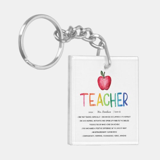 Moderner Regenbogenlehrer Danke Schlüsselanhänger (Vorderseite links)