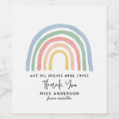 Moderner Regenbogenlehrer dankt Ihnen für das Gesc Weinetikett (Einzelnes Label)