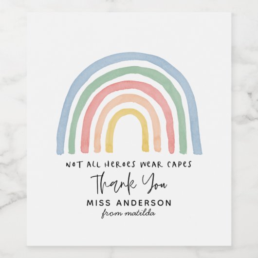 Moderner Regenbogenlehrer dankt Ihnen für das Gesc Weinetikett (Einzelnes Label)