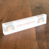 Moderner Regenbogenlehrer dankt Ihnen für Ihr Gesc Namensplakette (Seite)