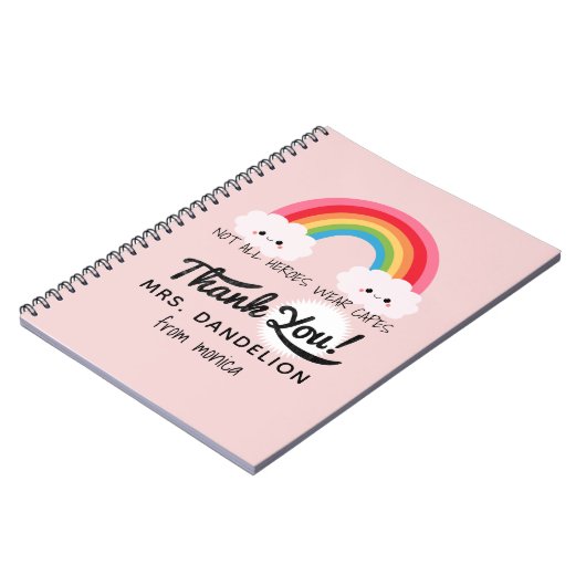 Moderner Regenbogenlehrer dankt Ihnen für Ihr Gesc Notizblock (Linke Seite)