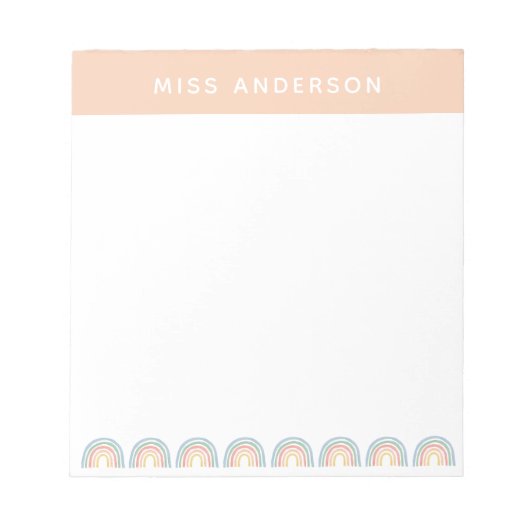 Moderner Regenbogenlehrer dankt Ihnen für Ihr Gesc Notizblock (Vorderseite)