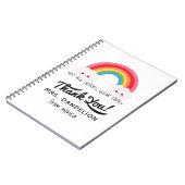 Moderner Regenbogenlehrer dankt Ihnen für Ihr Gesc Notizblock (Linke Seite)