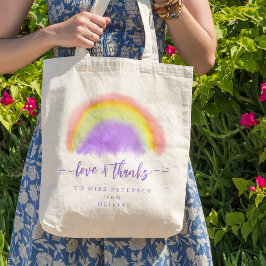 Moderner Regenbogenlehrer dankt Ihnen für Ihr Gesc Tragetasche