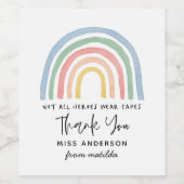 Moderner Regenbogenlehrer dankt Ihnen für Ihr Gesc Weinetikett (Einzelnes Label)