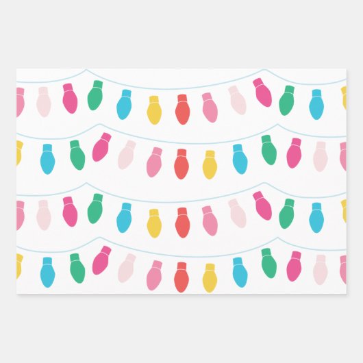 Moderner Regenbogenweihnachtsbaum und String Light Geschenkpapier Set (Vorderseite 2)