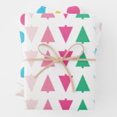 Moderner Regenbogenweihnachtsbaum und String Light Geschenkpapier Set (Beispiel)