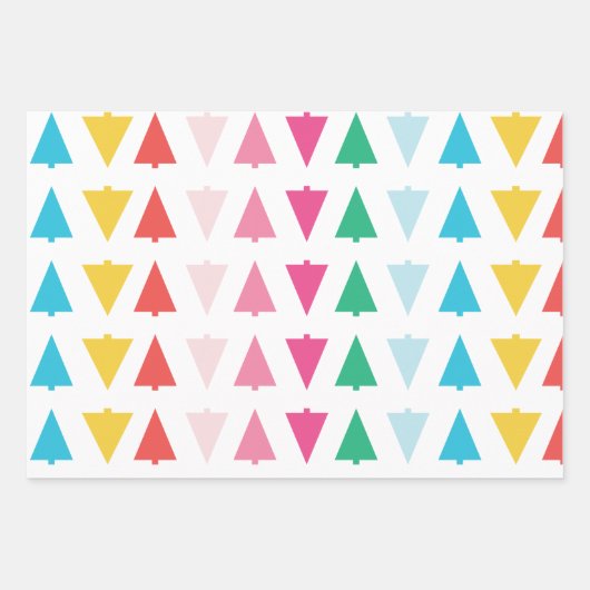 Moderner Regenbogenweihnachtsbaum und String Light Geschenkpapier Set (Vorderseite)