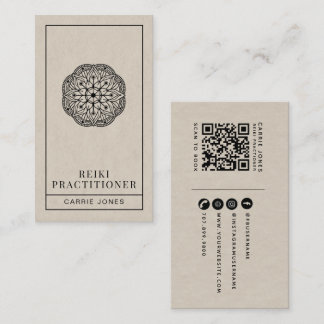 Moderner Reiki-Praktiker Mandala QR-Code Visitenkarte