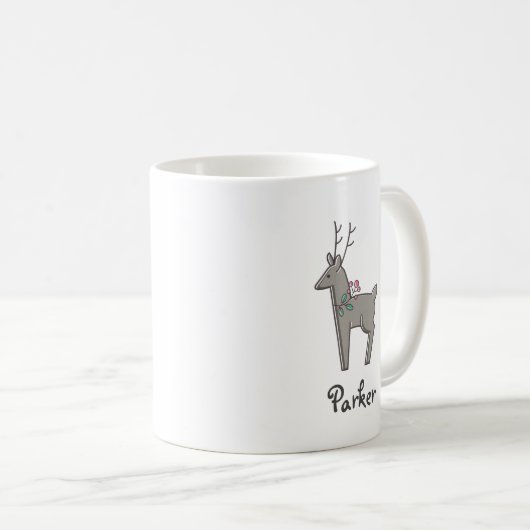 Moderner Reindeer Weihnachtsname Kaffeetasse (VorderseiteRechts)