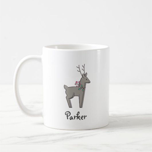 Moderner Reindeer Weihnachtsname Kaffeetasse (Links)
