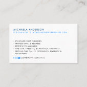 Moderner Reinigungsdienst Soziale Medien Visitenkarte (Rückseite)