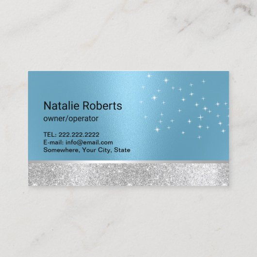 Moderner Reinigungsservice Blau- und Silberflorspr Visitenkarte (Rückseite)