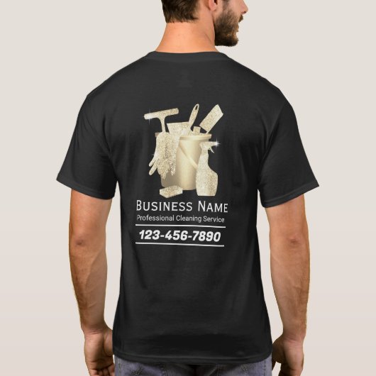 Moderner Reinigungsservice für Gold T-Shirt (Rückseite)