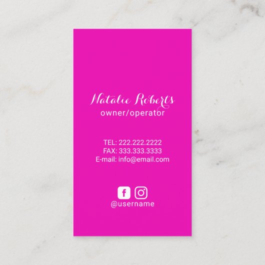 Moderner Reinigungsservice Hot Pink Spray & Blume Visitenkarte (Rückseite)