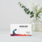 Moderner Reinigungsservice mit rotem und weißem Te Visitenkarte (Stehend Vorderseite)