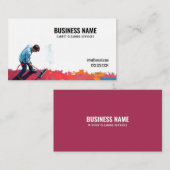 Moderner Reinigungsservice mit rotem und weißem Te Visitenkarte (Vorne/Hinten)