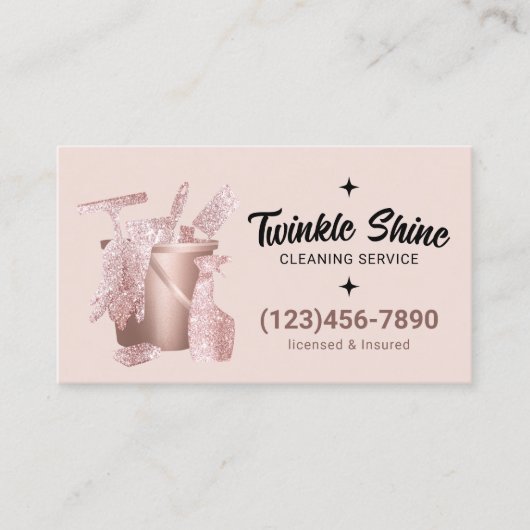Moderner Reinigungsservice Rosa Visitenkarte (Vorderseite)