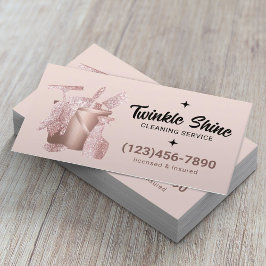 Moderner Reinigungsservice Rosa Visitenkarte