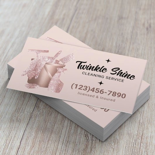 Moderner Reinigungsservice Rosa Visitenkarte