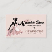 Moderner Reinigungsservice Rose Goldmädchen Rosa Visitenkarte (Vorderseite)