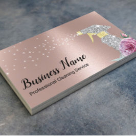 Moderner Reinigungsservice Silberspray Rose Gold Visitenkarte