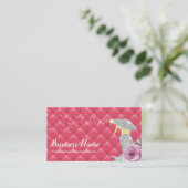 Moderner Reinigungsservice Silver Spray Luxus Pink Visitenkarte (Stehend Vorderseite)