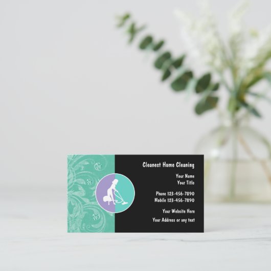 Moderner Reinigungsservice Visitenkarte (Stehend Vorderseite)