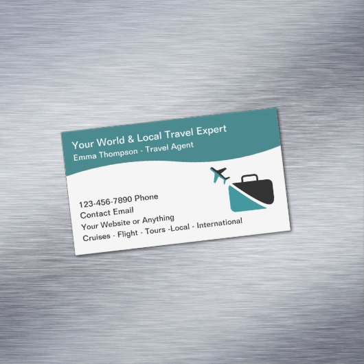 Moderner Reiseberater Agent Broker Magnetische Visitenkarte (Beispiel)