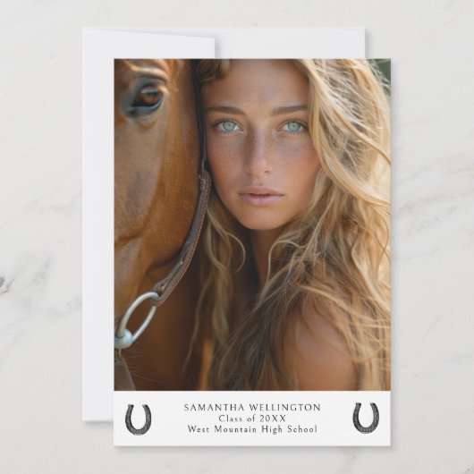 Moderner Reitpferd Foto Abschluss Ankündigung (Vorderseite)