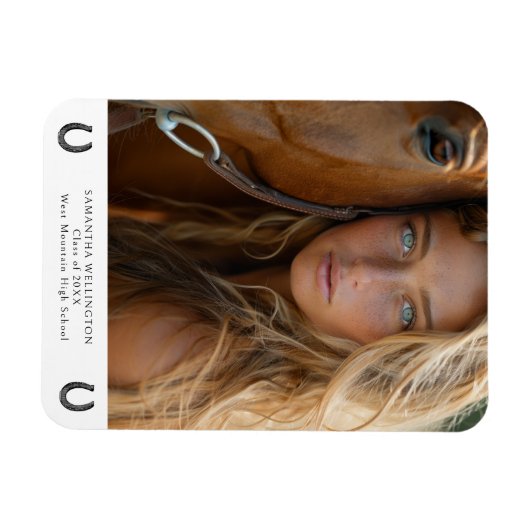 Moderner Reitpferd Foto Abschluss Magnet (Horizontal)