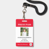 Moderner Reporter-Pressepass Ausweis (Vorderseite mit Lanyard)