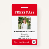 Moderner Reporter-Pressepass Ausweis (Vorderseite)