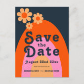 Moderner Retro 70er Bold Wedding Einladungspostkarte (Vorderseite)