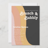 Moderner Retro 70er Rainbow Dark Brunch und Bubbly Einladung (Vorderseite)