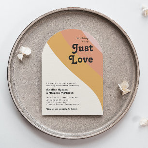 Moderner Retro 70er Regenbogen Just Liebe Wedding  Einladung