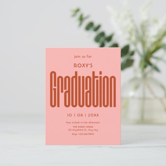 Moderner Retro-Abschluss Einladung (Stehend Vorderseite)