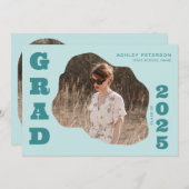 Moderner Retro Aquamarine, fette Typografie Foto A Einladung (Vorne/Hinten)